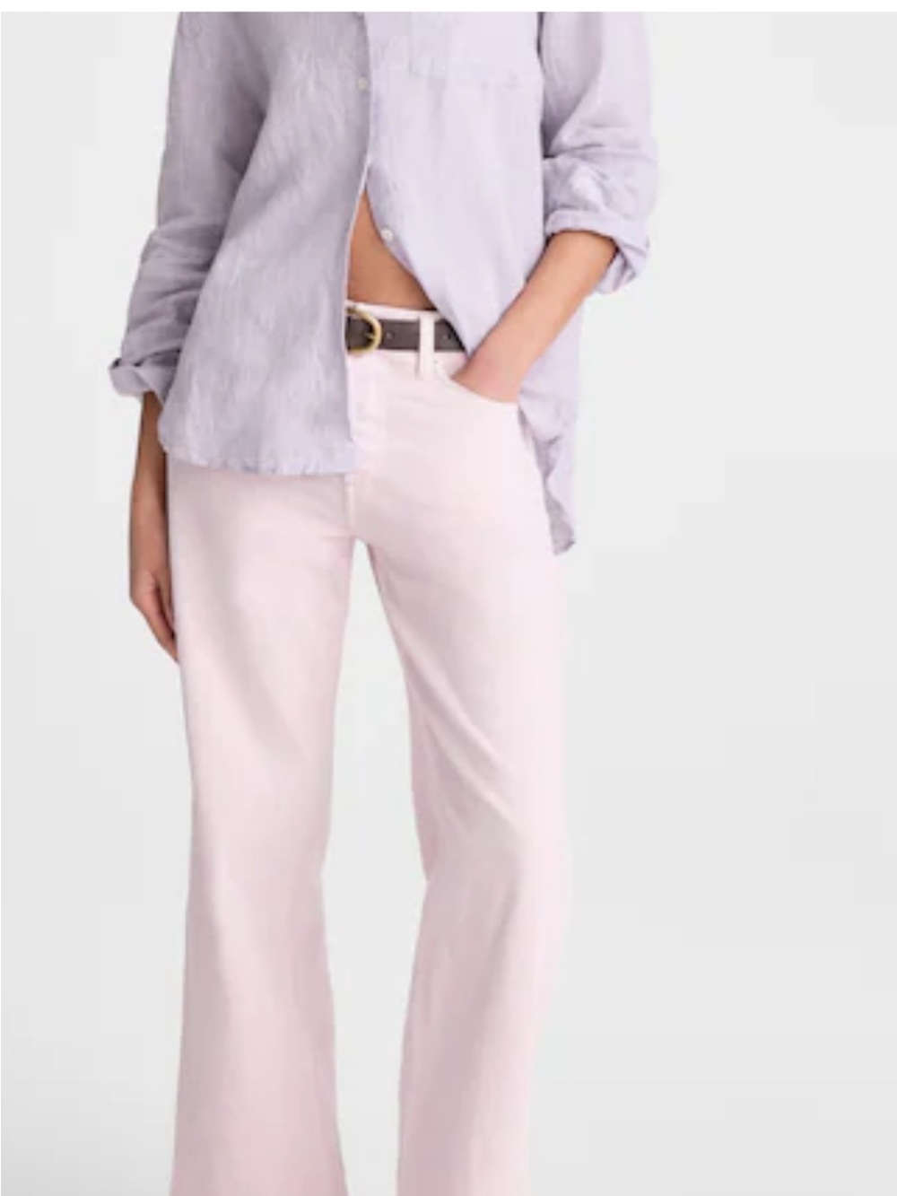 Madewell The Easy Shirt 100% Linen NWT Size Small Lilac Chambray - Picture 4 of 8